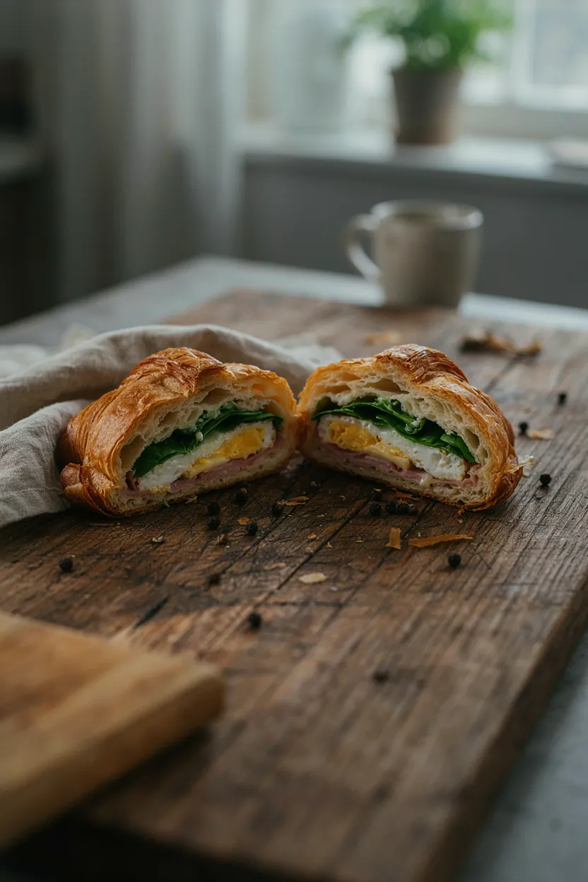 Air Fryer Breakfast Croissant Sandwich