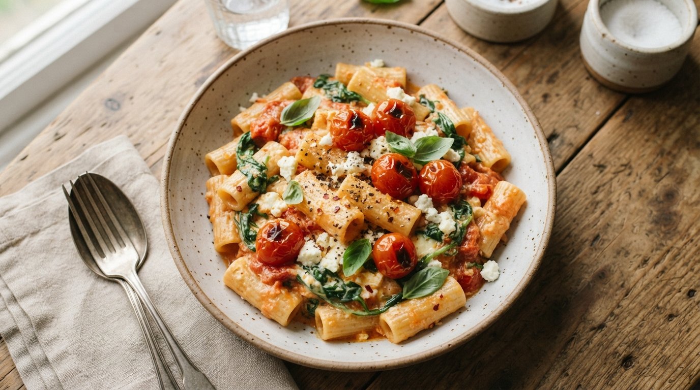 Baked Feta Pasta with Spinach