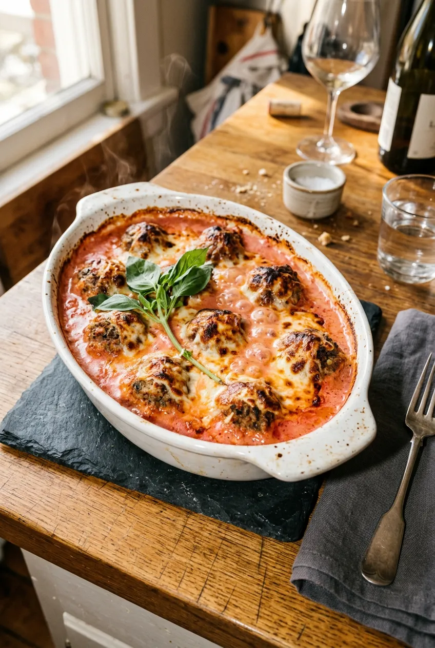 Baked Meatballs in Tomato Cream Sauce