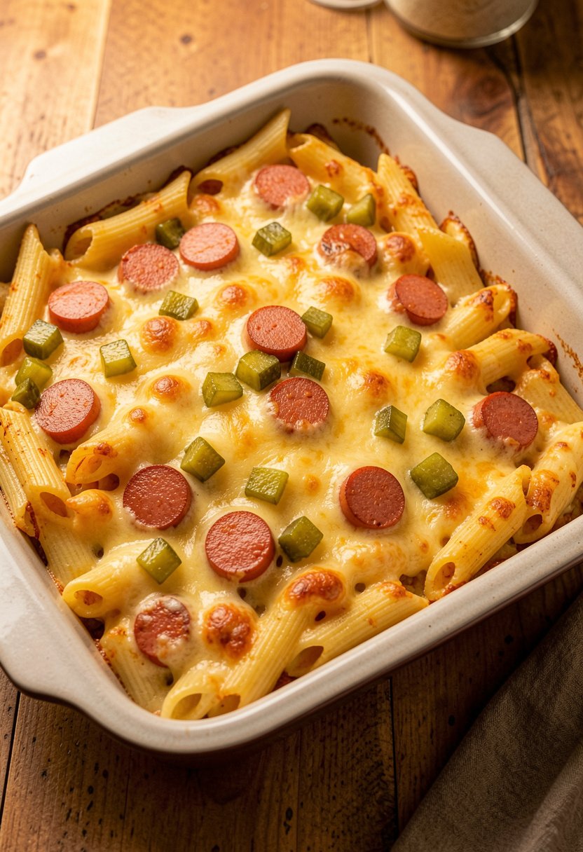 Cheesy Hot Dog Pasta Casserole