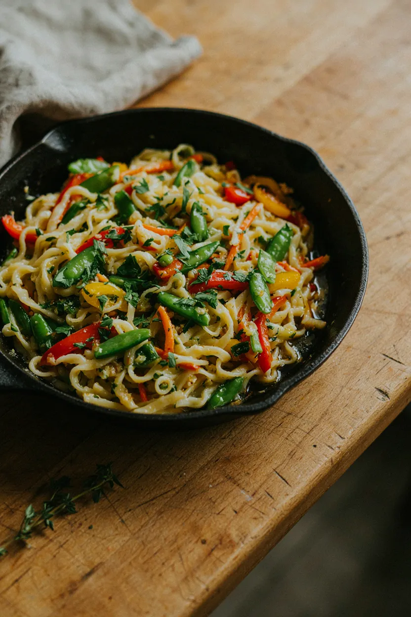 Creamy Vegetable Egg Noodle Skillet
