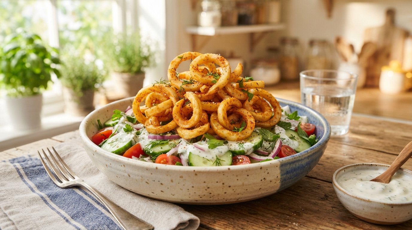 Crispy Curly Fries Salad