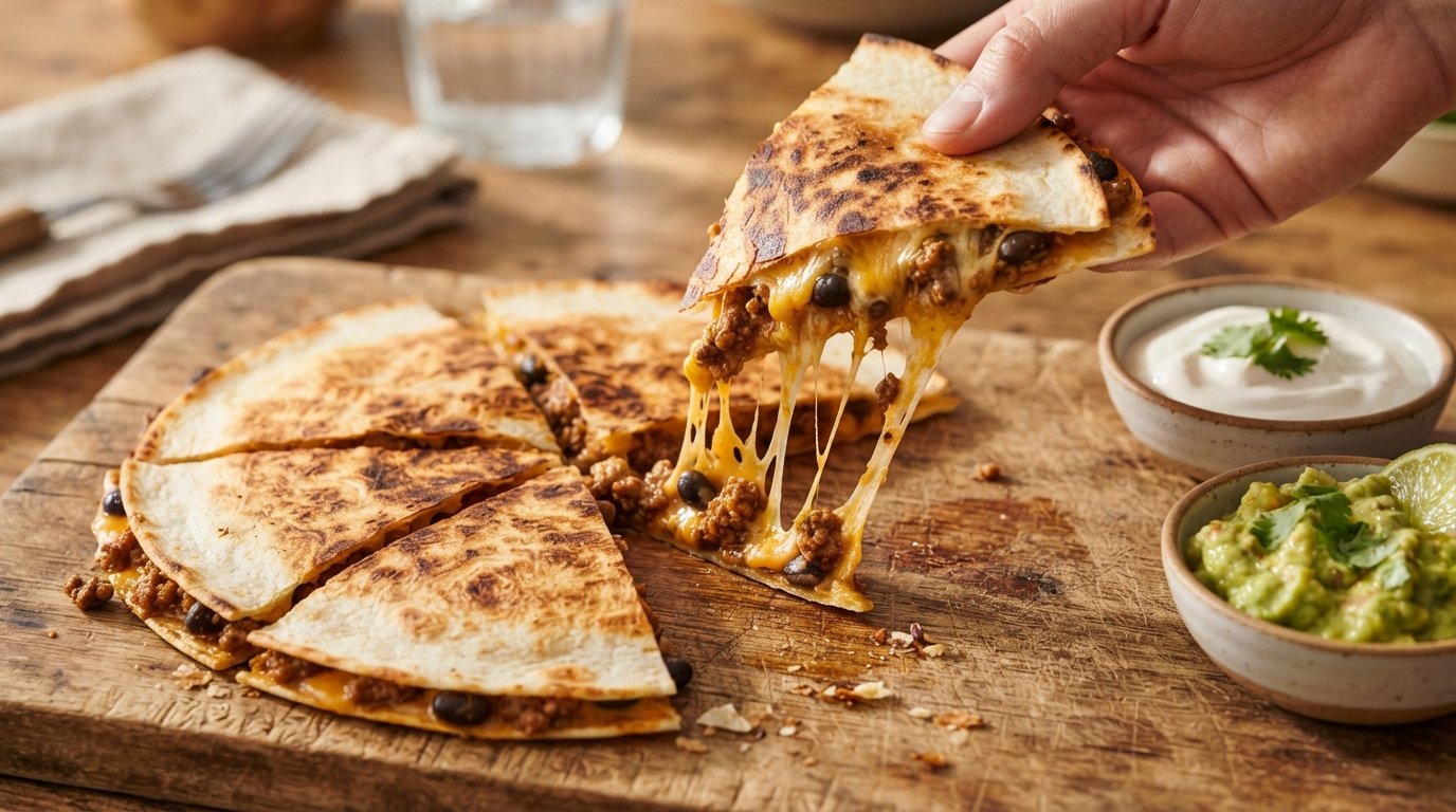 Crispy Ground Beef Quesadillas