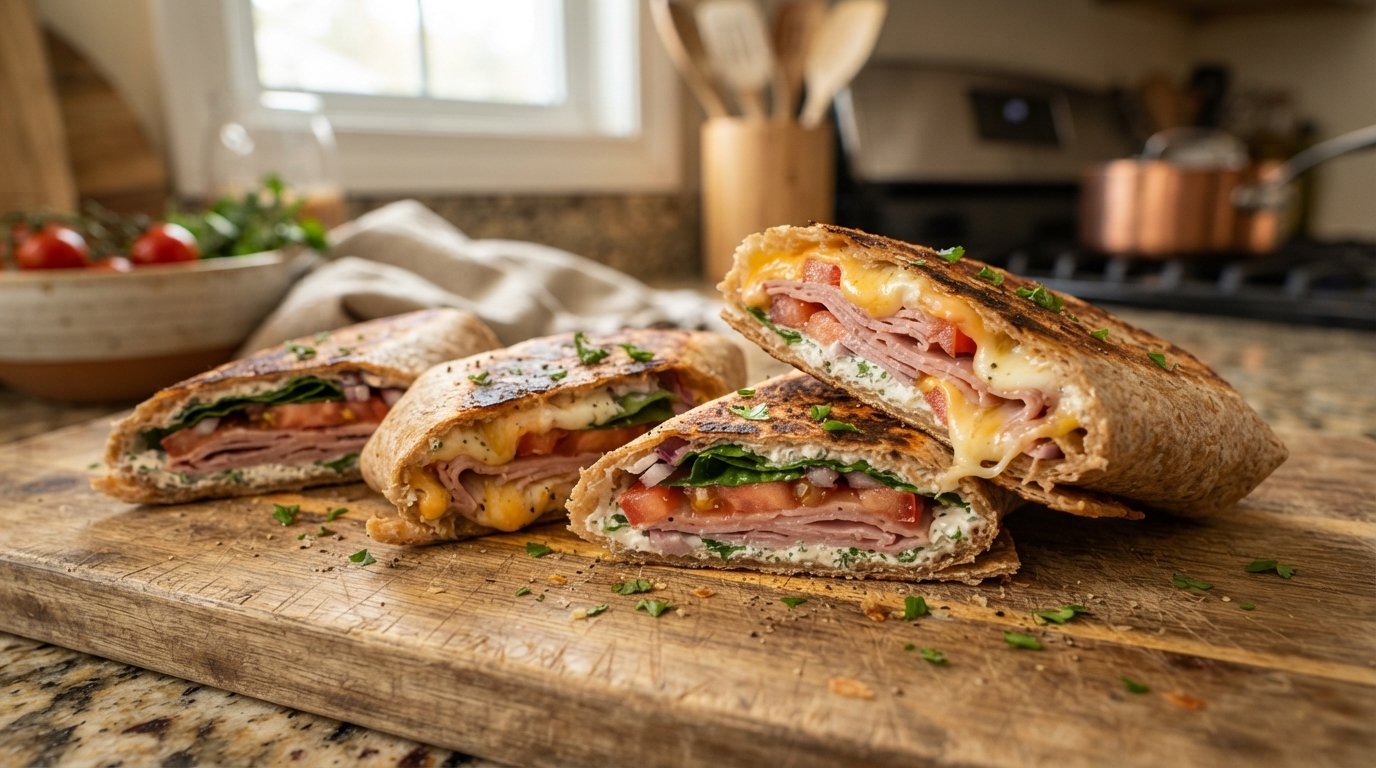 Crispy Ham and Cheese Wraps
