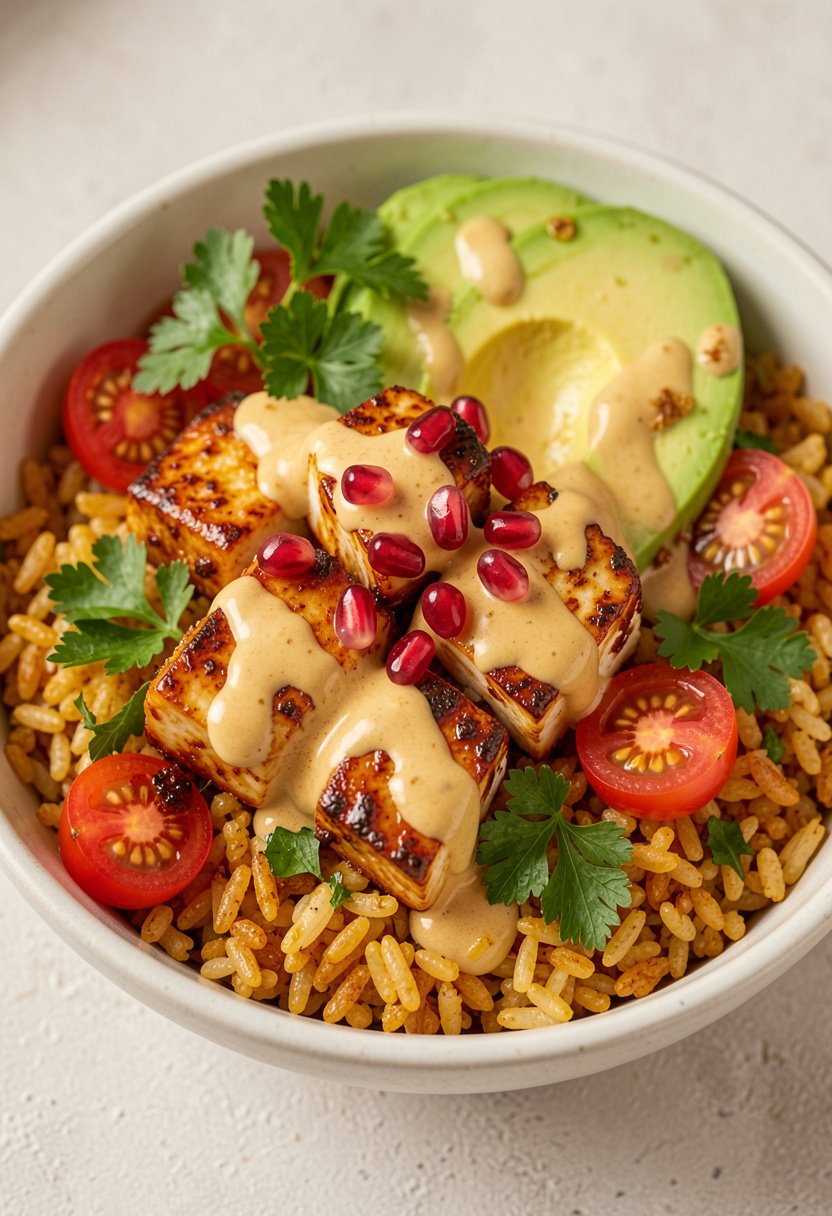 Crunchy Rice Honey Halloumi Bowl
