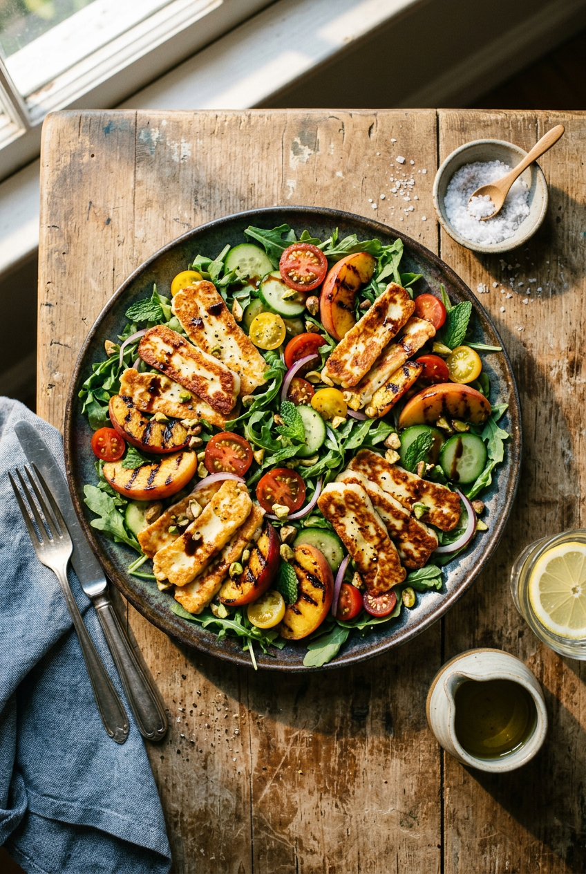 Halloumi Peach Salad