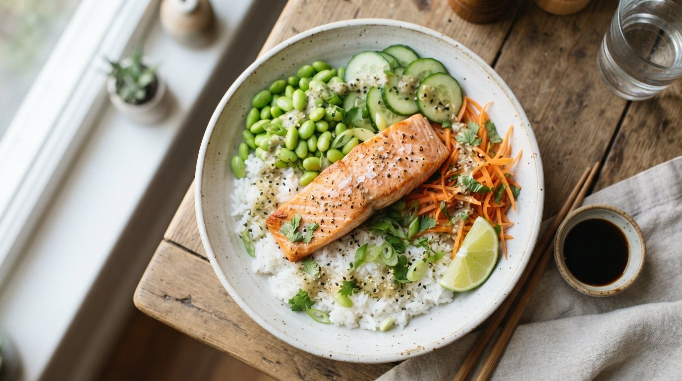 Healthy Salmon Bowl with Edamame