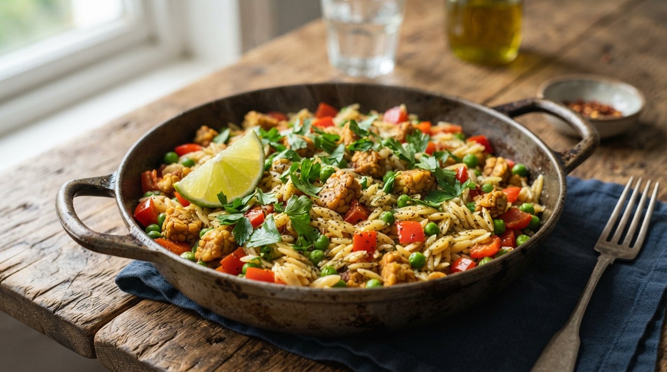 One Pot Orzo with Tempeh
