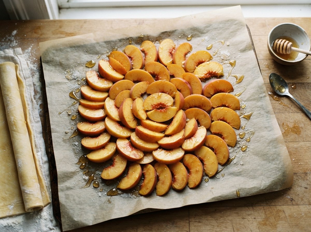 Peach Upside Down Cake with Puff Pastry