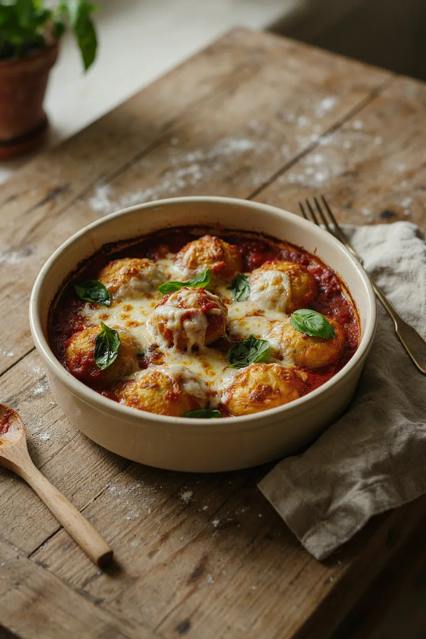 Baked Potato Dumplings in Tomato Sauce