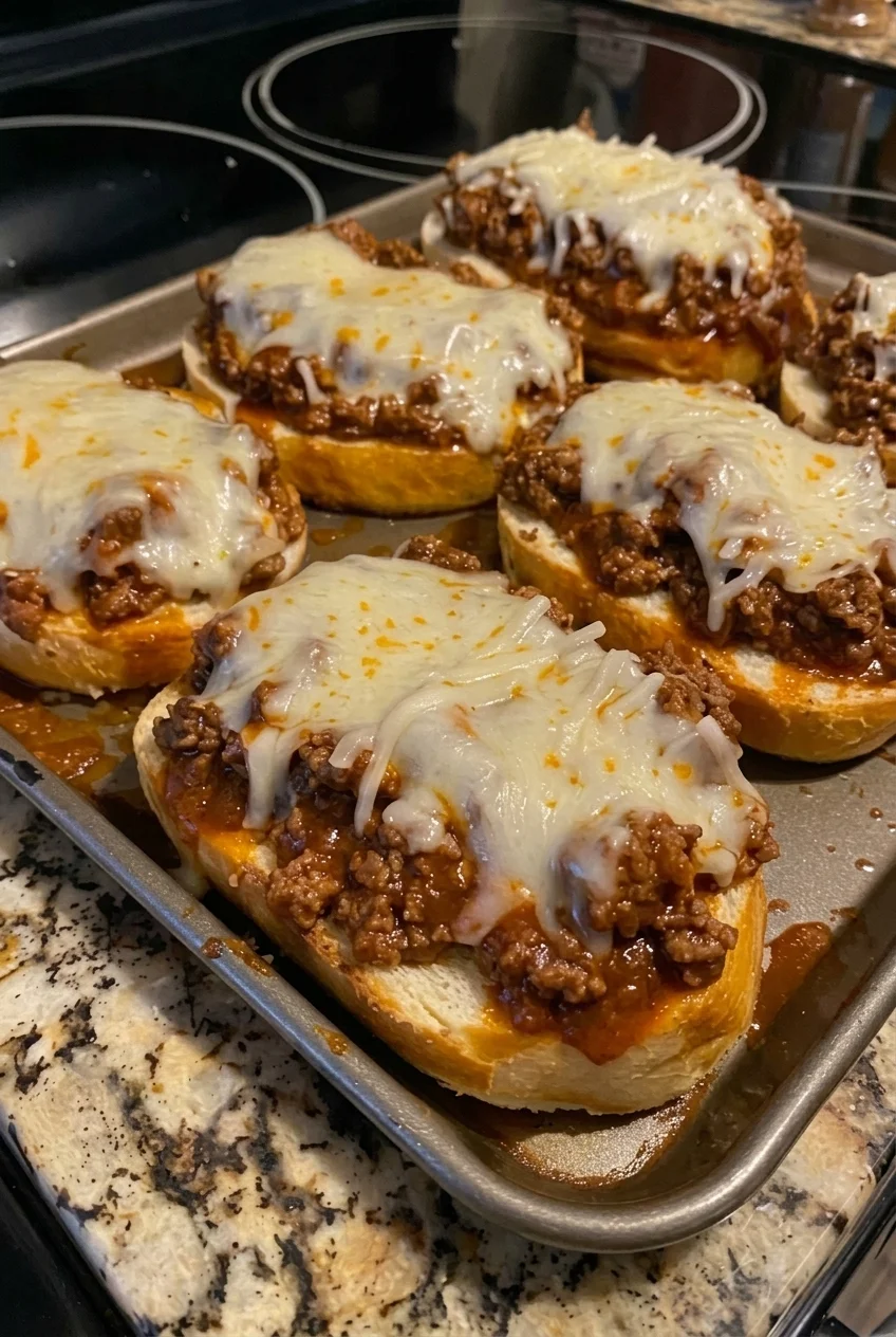 Cheesy Sloppy Joe Garlic Toasts