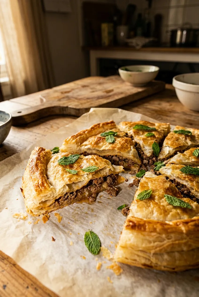 Quick Puff Pastry Minced Meat Flatbread